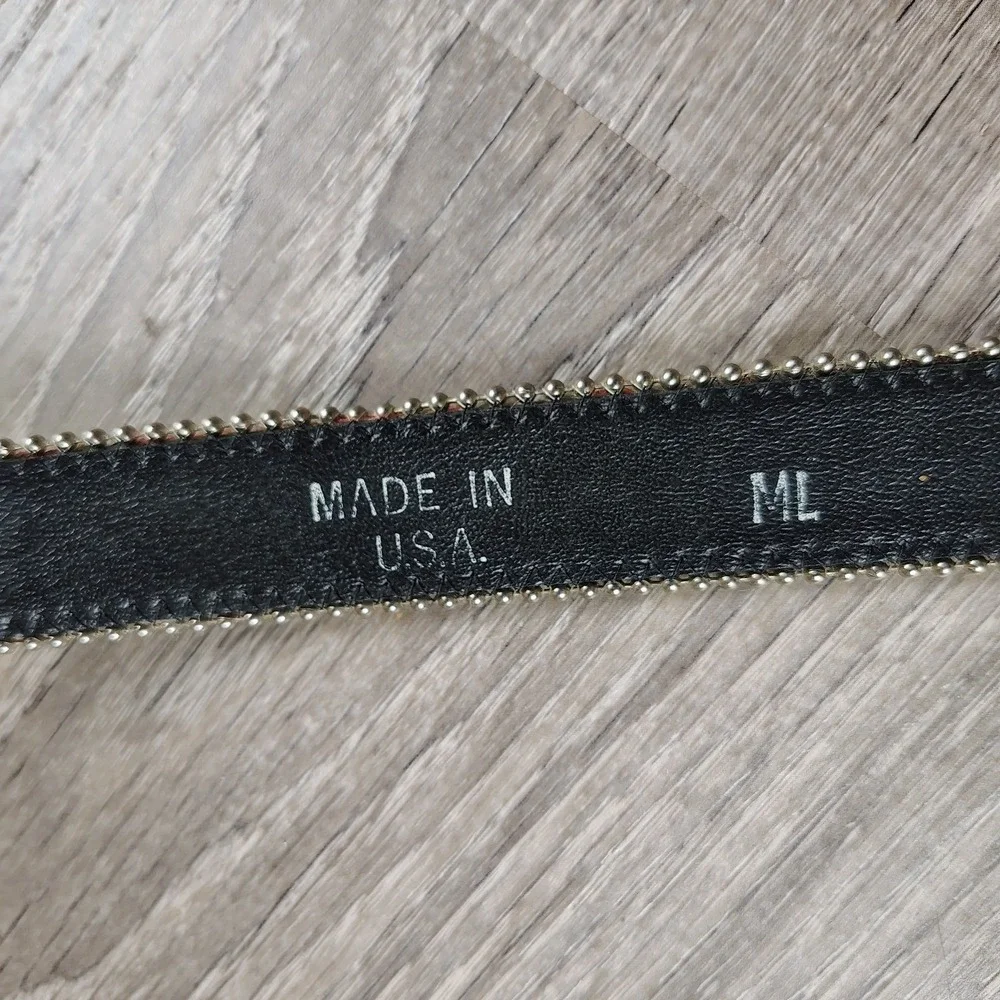 Tapestry Belt Beaded Trim Silver Buckle ML Boho Cottagecore‎ USA Made